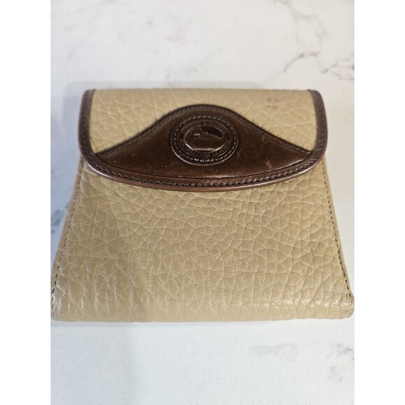 Dooney & Bourke Vintage Leather Beige /Chocolate Brown Wallet - Picture 1 of 6